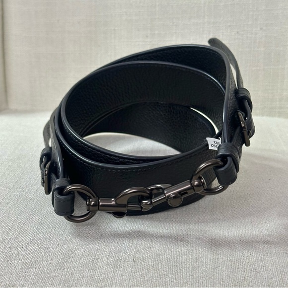 Coach Thick Pebbled Leather Guitar Strap Black Gunmetal Copper - Picture 11 of 11